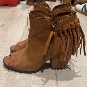 Dolce Vita Brown Fringe Heeled Boots